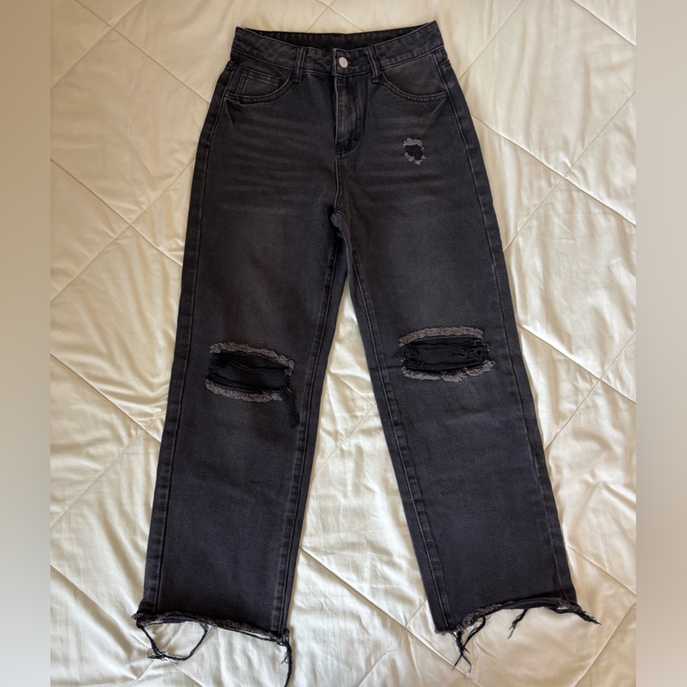 Distressed Black Women's Jeans